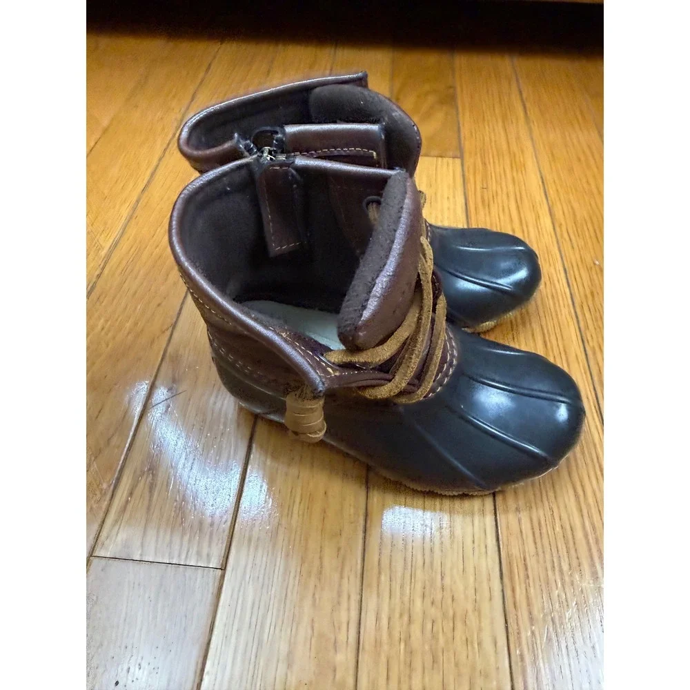 Sperry Saltwater Duck Boots Girls 8M Brown Black Side Zip CG55362A
